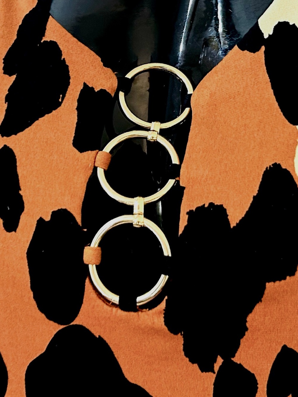 MSK Orange, Black & Cream Animal Print Sleeveless Top with Ring Detail - Picture 11 of 14